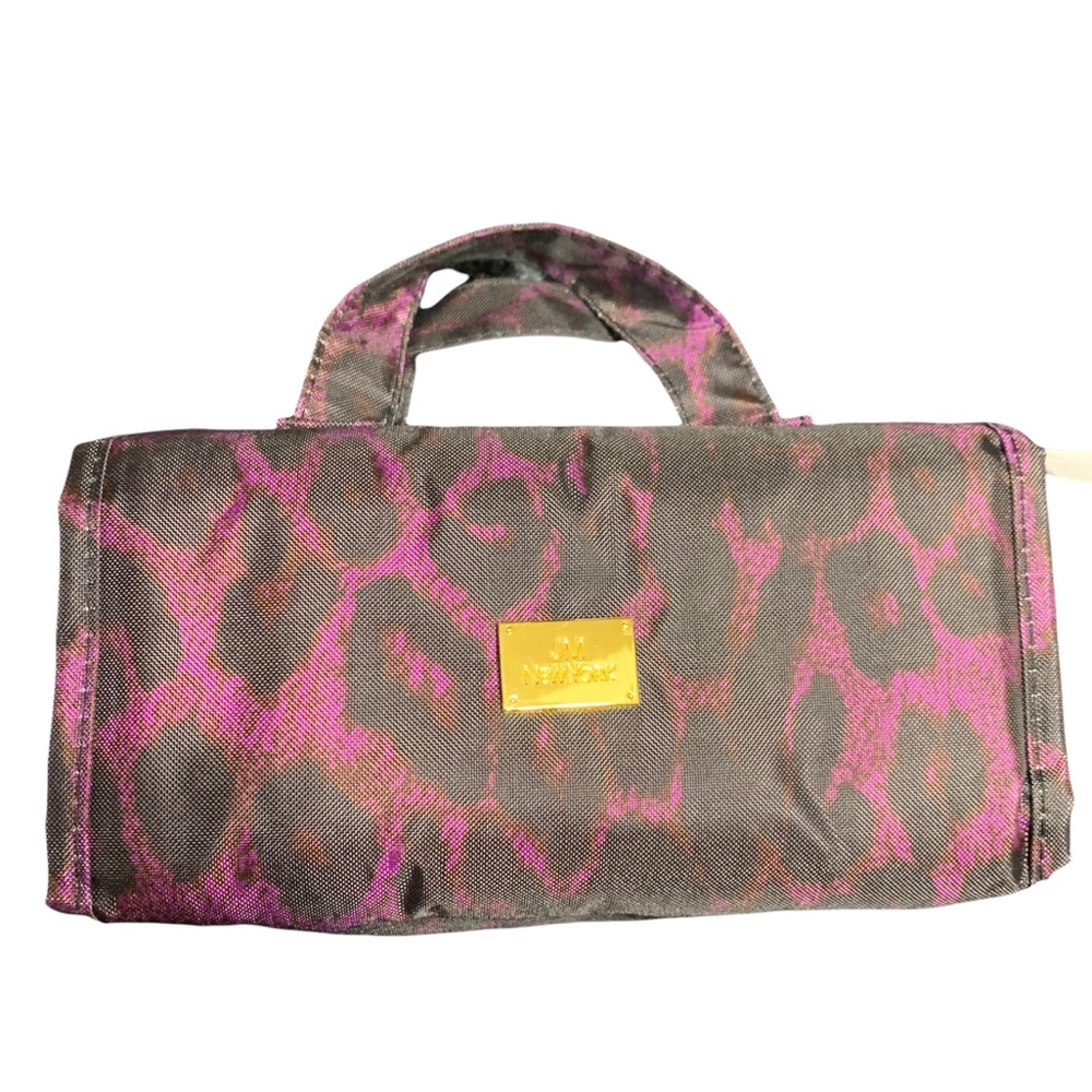 JM New York Roll Up Storage Tote-Dark Purple Leopard Print